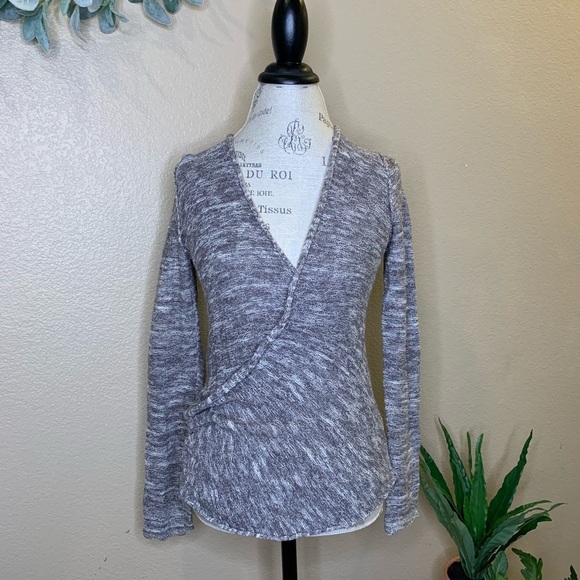 Free People ~ Marble Linen Cross Over Sweater - Picture 2 of 7